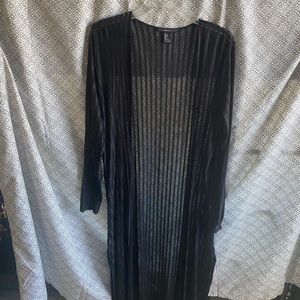 Forever 21 Striped Black Sheer Cardigan/Cover Up